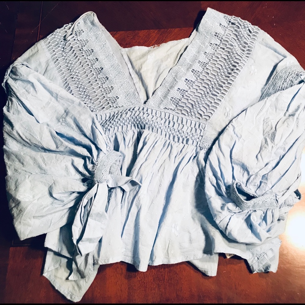 Free People Deep V Cut Blouse